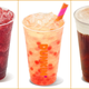 Three new Dunkin' beverages, left to right: Blueberry Lemon Kombucha, Popping Bubbles, and Smoked Vanilla Cold Brew with Sweet Cold Foam